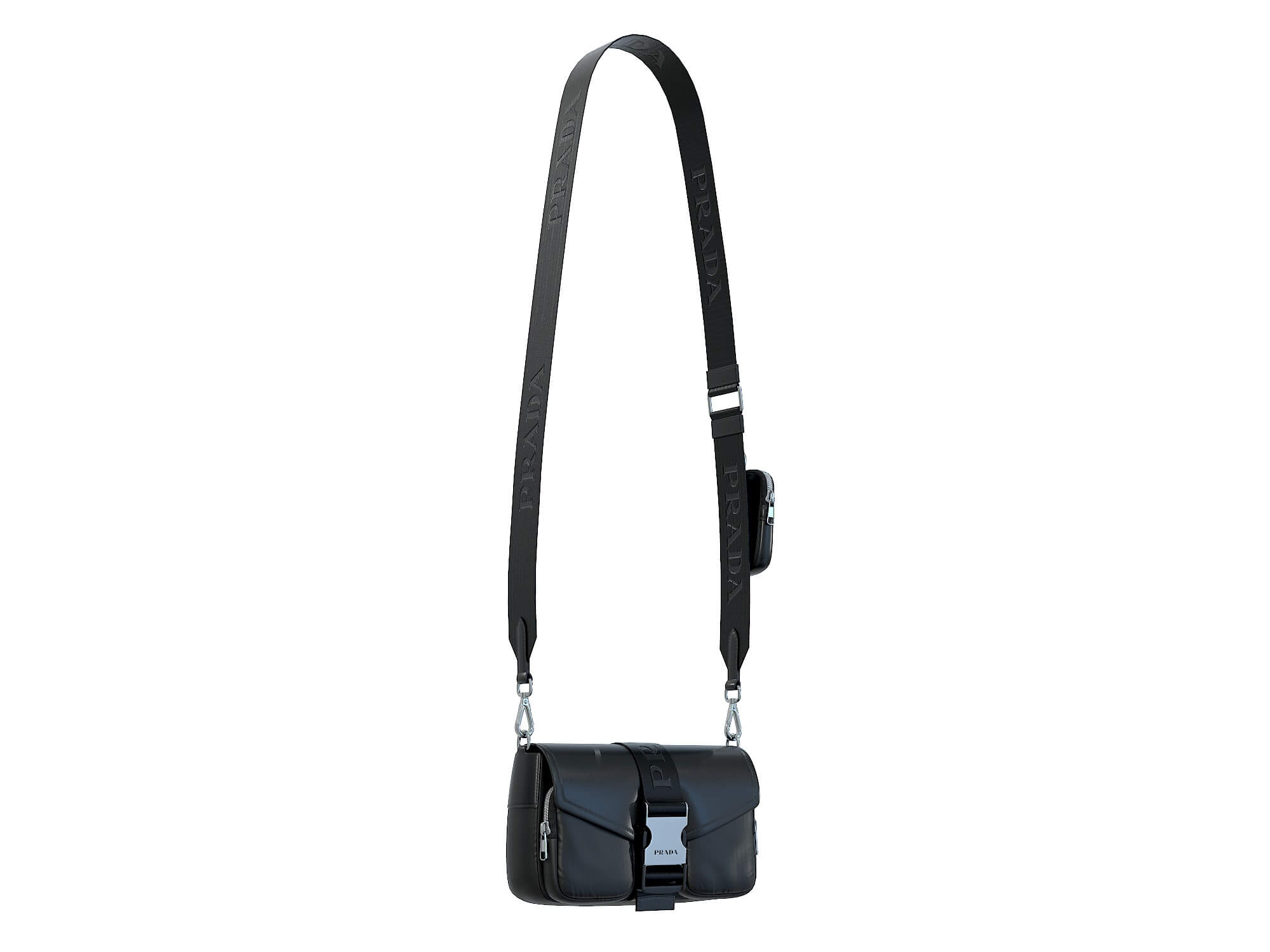 Prada Pocket Nylon and Brushed Leather Bag - 3D Model by 3dmonk