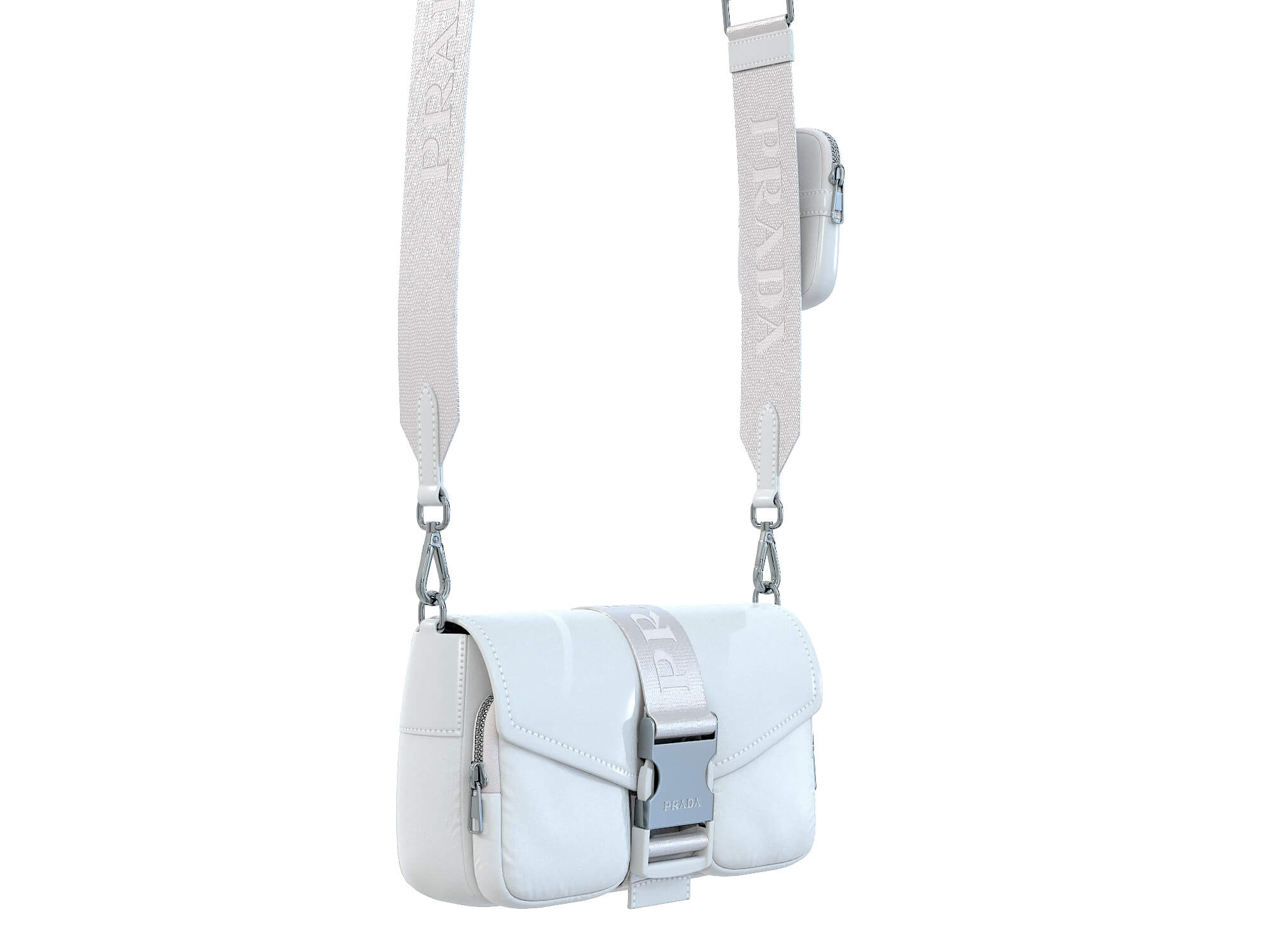 Prada Pocket Nylon and Brushed Leather Bag - 3D Model by 3dmonk