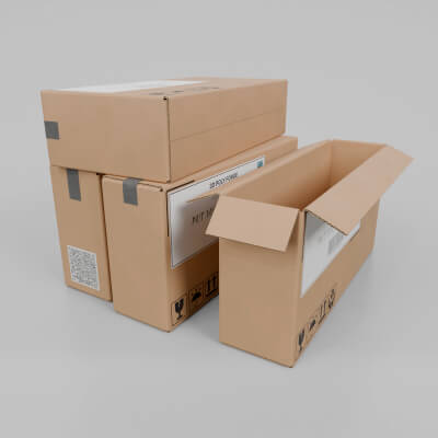 Cardboard Box R-142 - Rigged and Customizable 3D Model