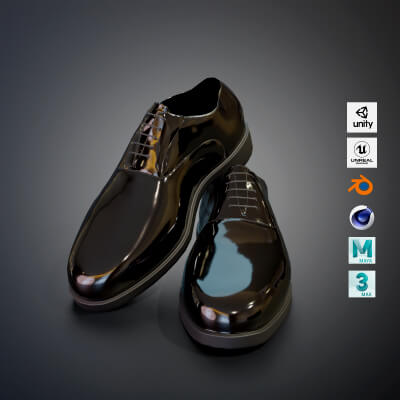 Classic Men Leather Shoes - Realistic and Low Poly 3D Model