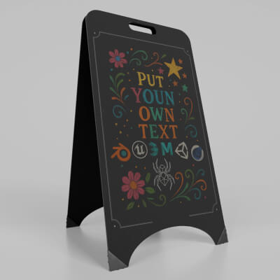 Customizable Black Modern A-Frame Chalkboard Sign