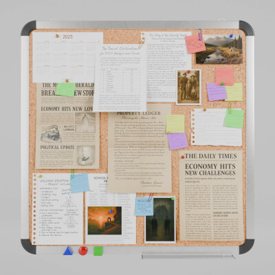 Customizable Metal Wall Cork Board - Square Pin Notice