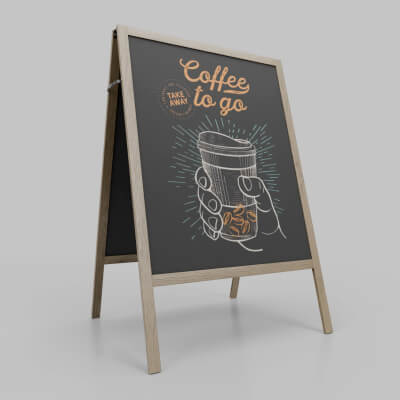 Customizable Wooden A-Frame Wide Chalkboard Sign