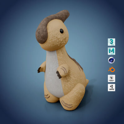 Dinosaur Plush Toy - Parasaurolophus 3D Model