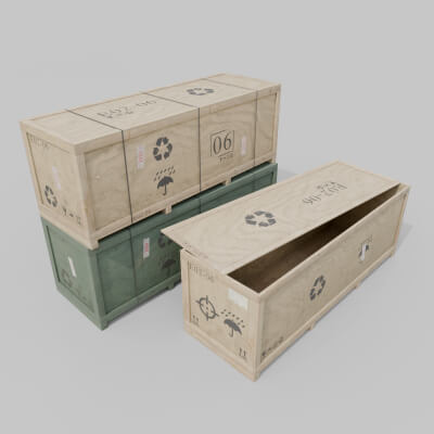 Extra Long Horizontal Wooden Crate Customizable Shipping Box