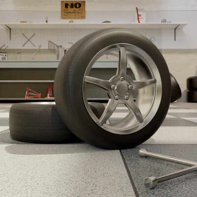 High-Detail Car Wheel for Games and Rendering
