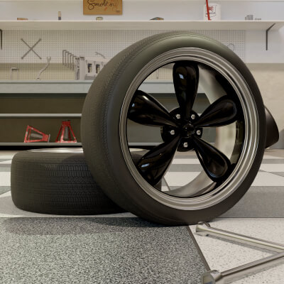 High-Detail Dual-Color Car Wheel for Games and Rendering