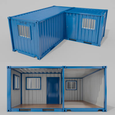 L-Shaped 20ft Modified Shipping Container Room