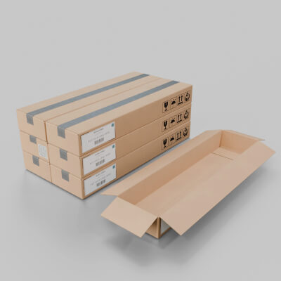 Long Flat Cardboard Box - Rigged and Fully Customizable
