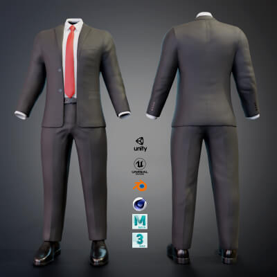 Men Formal Suit Animation and Game Ready Low Poly 3D Model