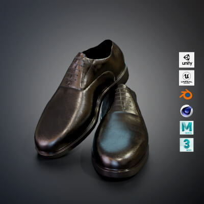 Men Leather Shoes - Realistic and Low Poly 3D Model