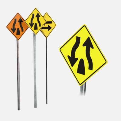 Road Signs - Roadway Transition Warning 3D Model by 3DPolyForge