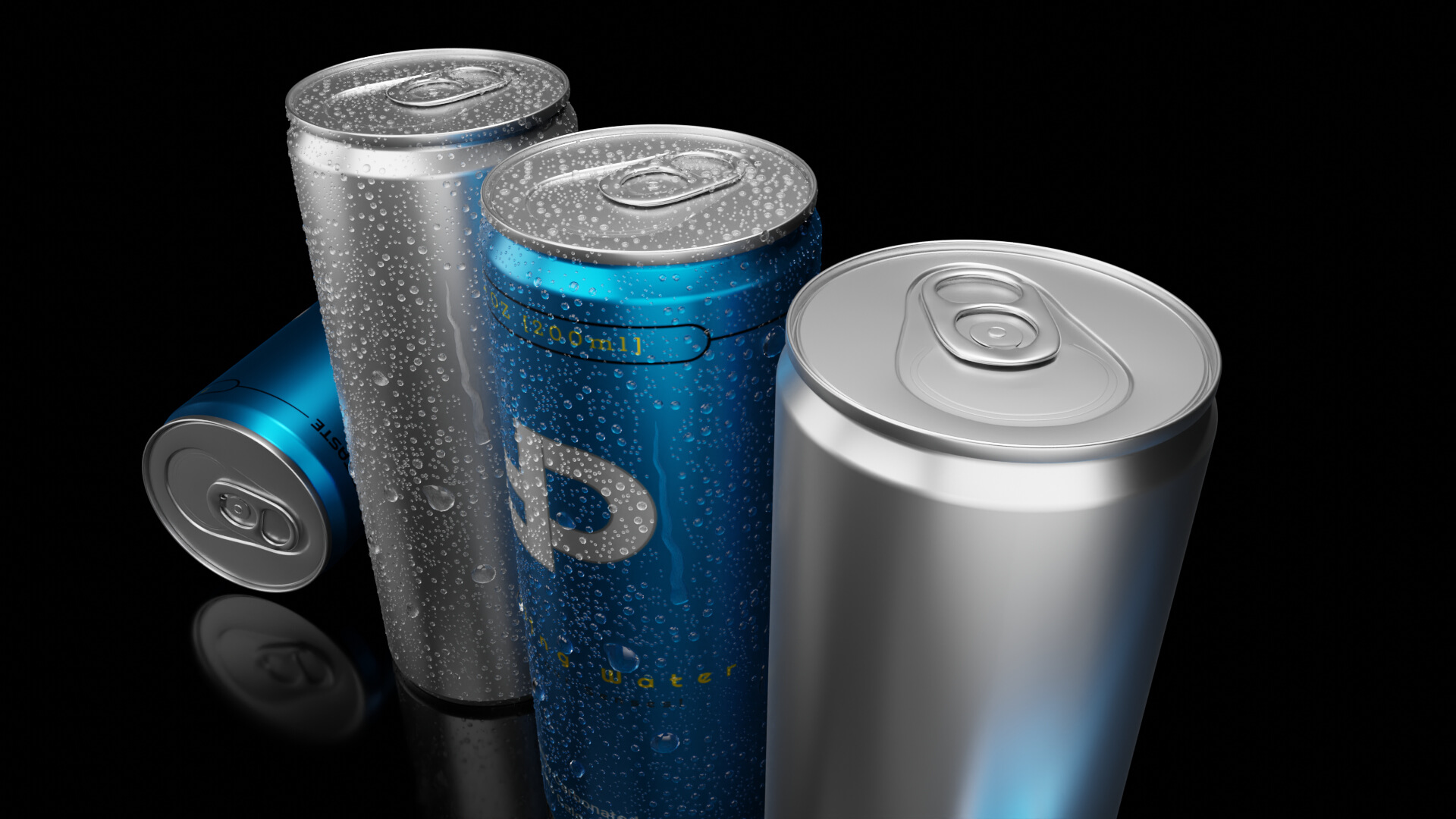 Slim 200ml Beverage Can Open and Closed Tabs With Droplets - 3D Model ...