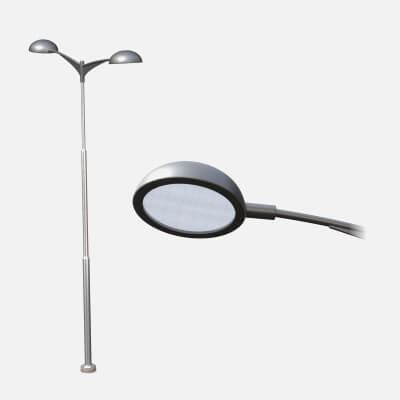 Street Light - Dual Modern Curved Arm