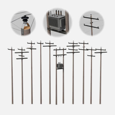 Utility Poles with Composite Electrical Distribution System