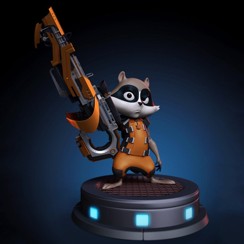 Rocket Racoon Model Little Rocket Raccoon - 3D Model by 3DPrintingDesigner