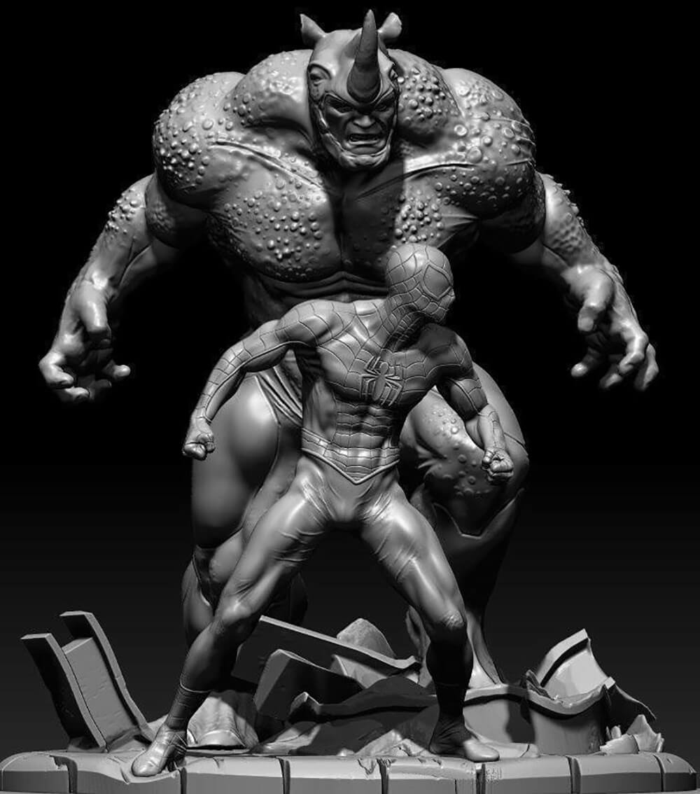 Rhino Vs Spiderman - 3D Print Model by 3DPrintingDesigner