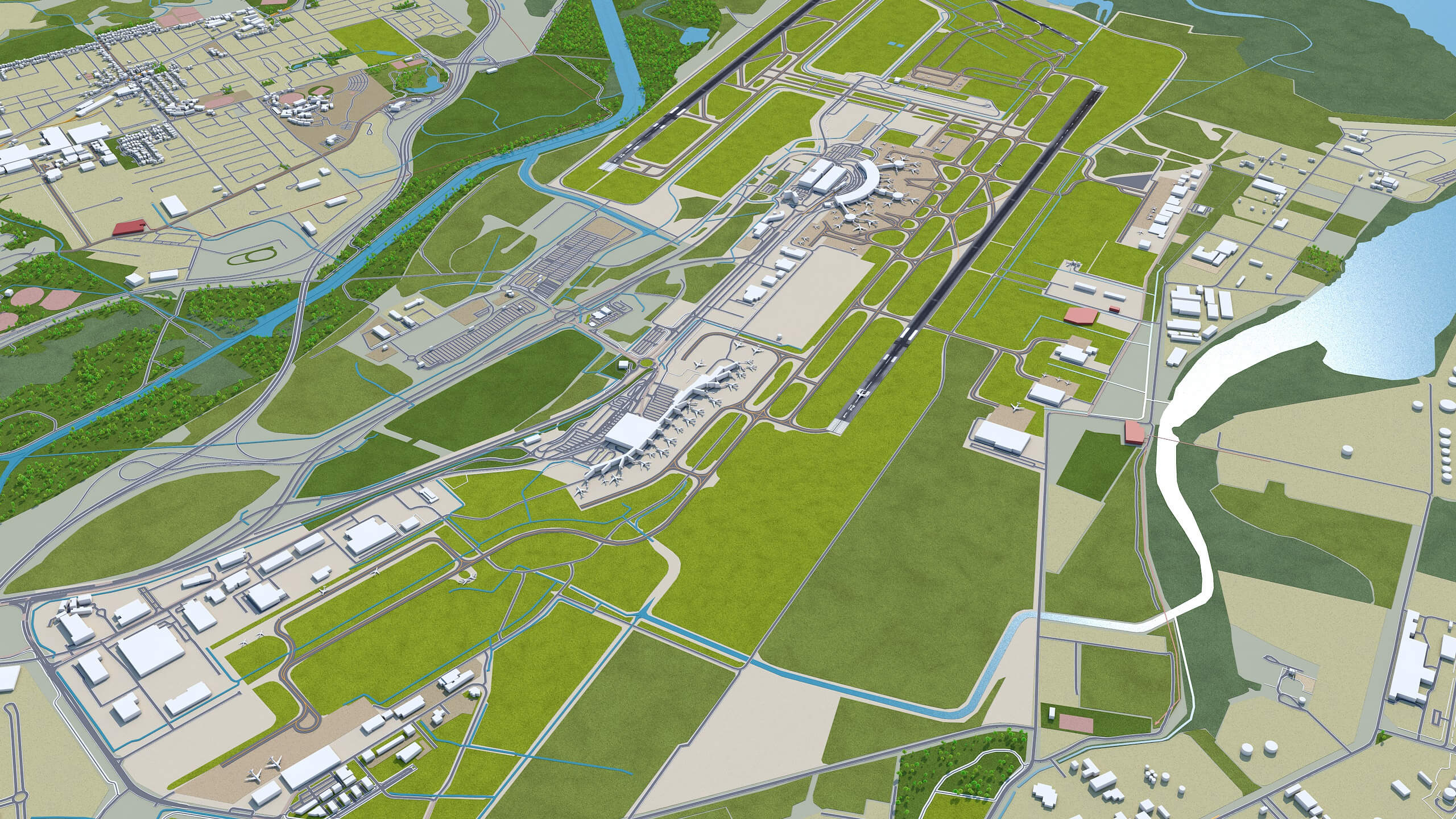 Brisbane Airport 3D Model by 3dstudio