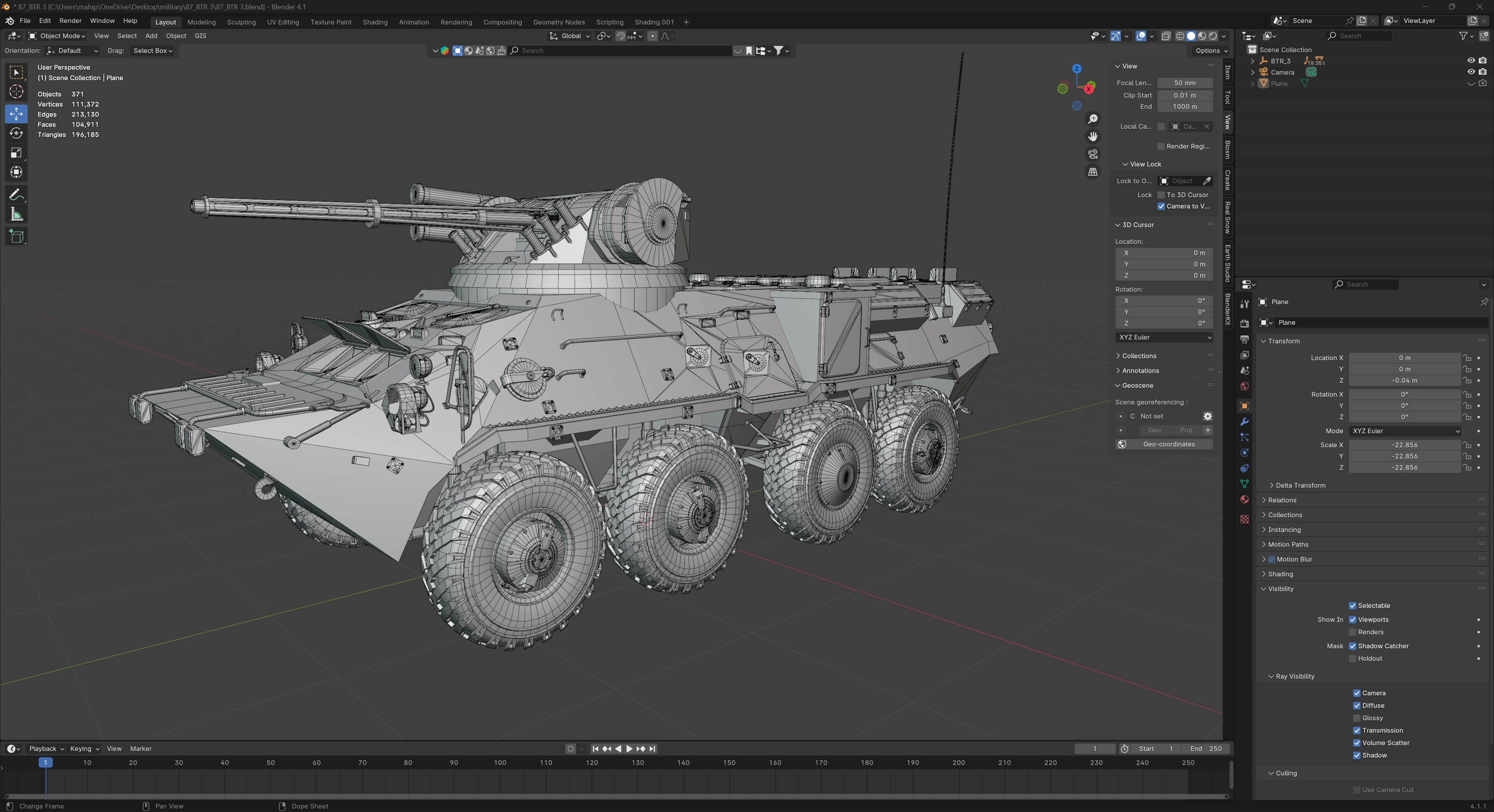 BTR 3 Armored Personnel Carrier - 3D Model by 3dstudio