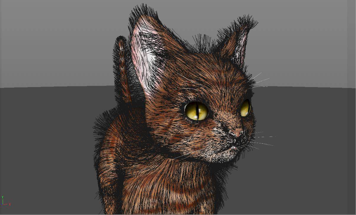 Cat with Fur Free 3D Model by 3dstudio
