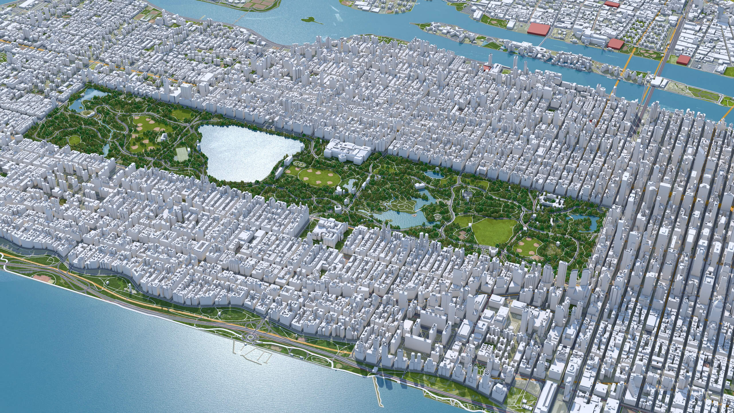 Central Park, Manhattan, New York 7km - 3D Model by 3dstudio