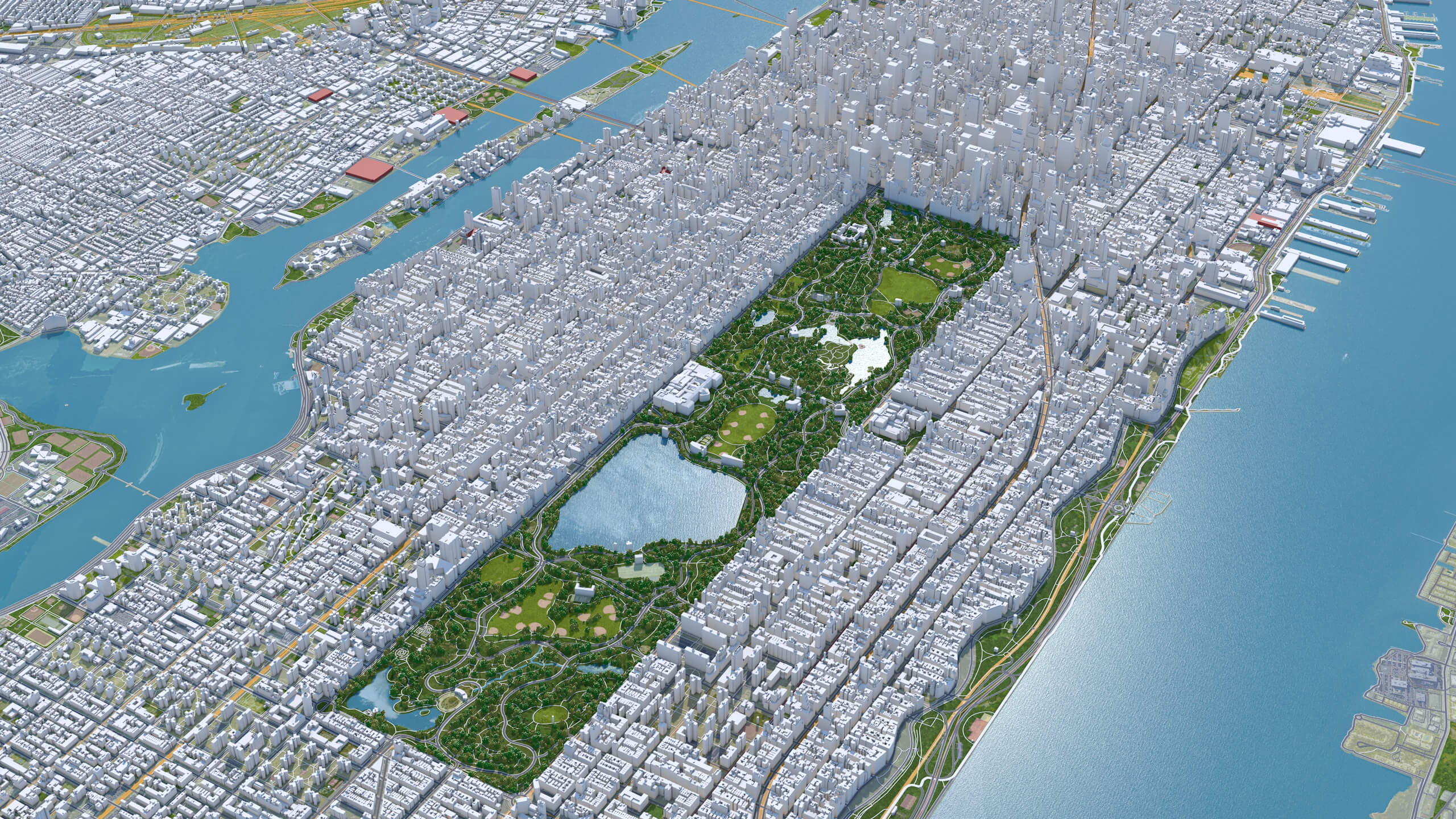 Central Park, Manhattan, New York 7km - 3D Model by 3dstudio