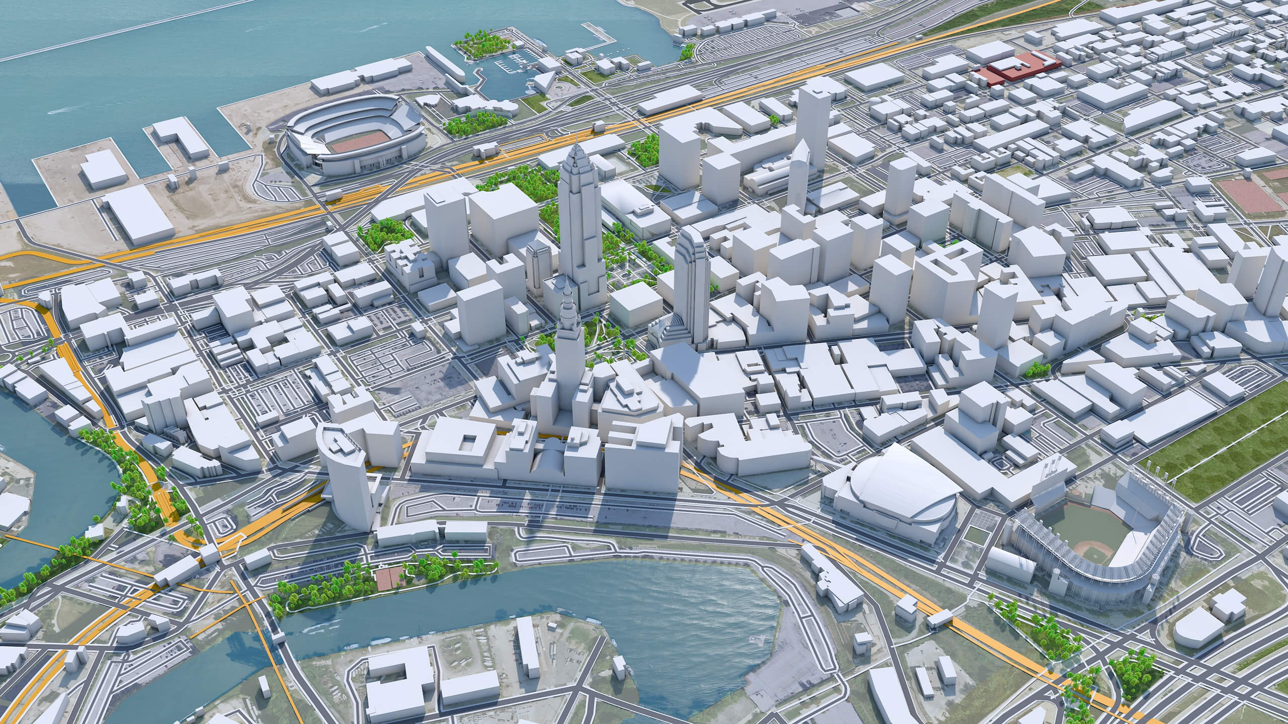 Cleveland Downtown Ohio USA 7km 3D Model by 3dstudio