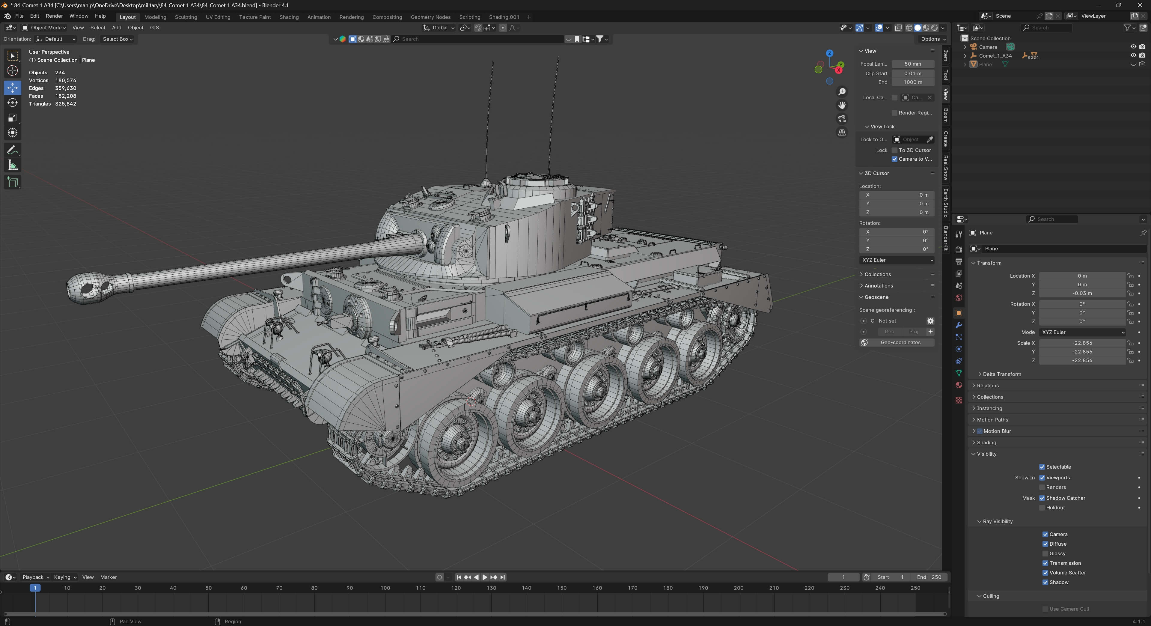 Comet 1 A34 British Cruiser Tank - 3D Model by 3dstudio