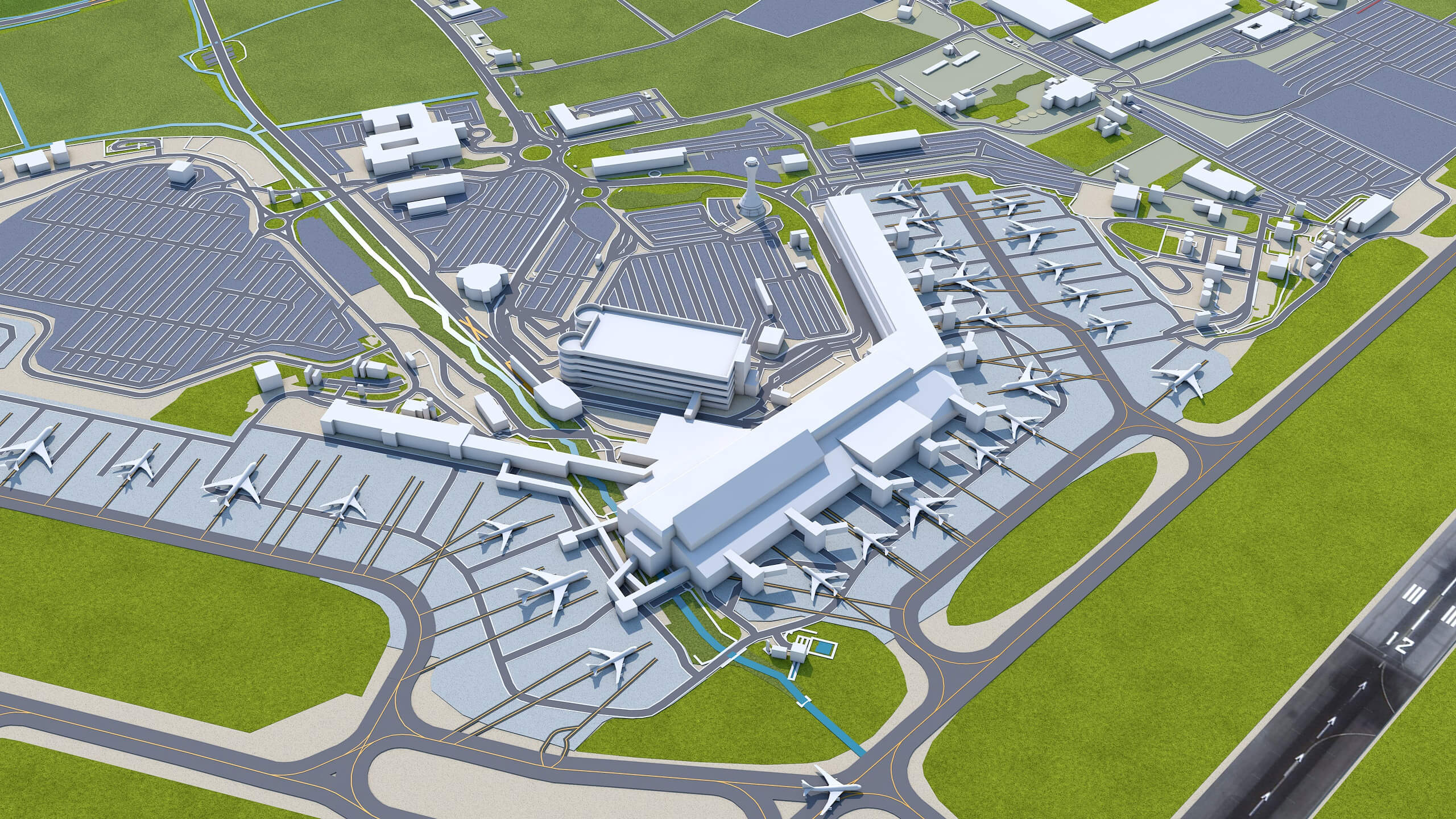 Edinburgh Airport 3D Model by 3dstudio