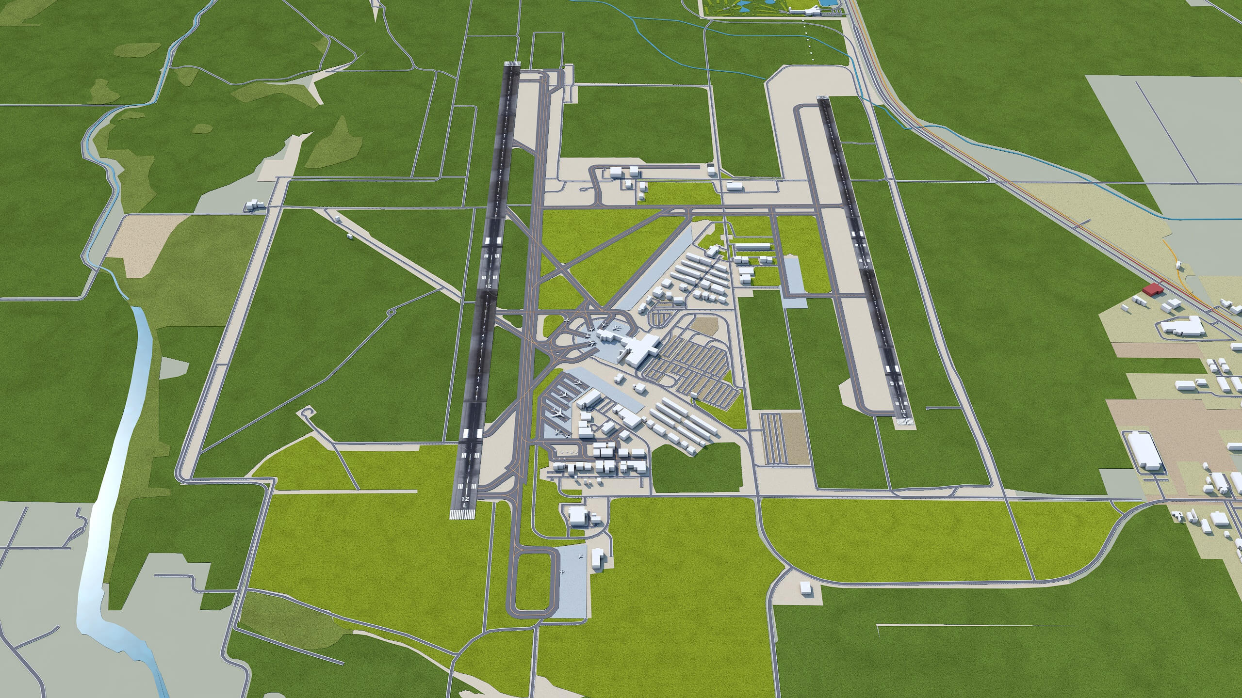 Eugene Airport 3D Model by 3dstudio