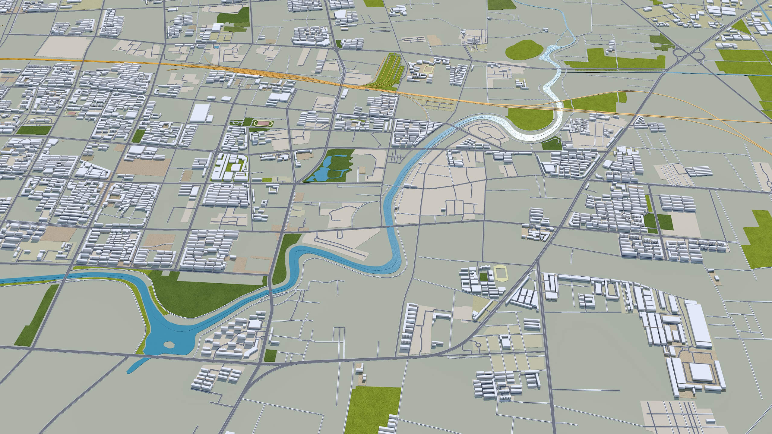 Hengshui City Hebei China 3D Model 25km by 3dstudio