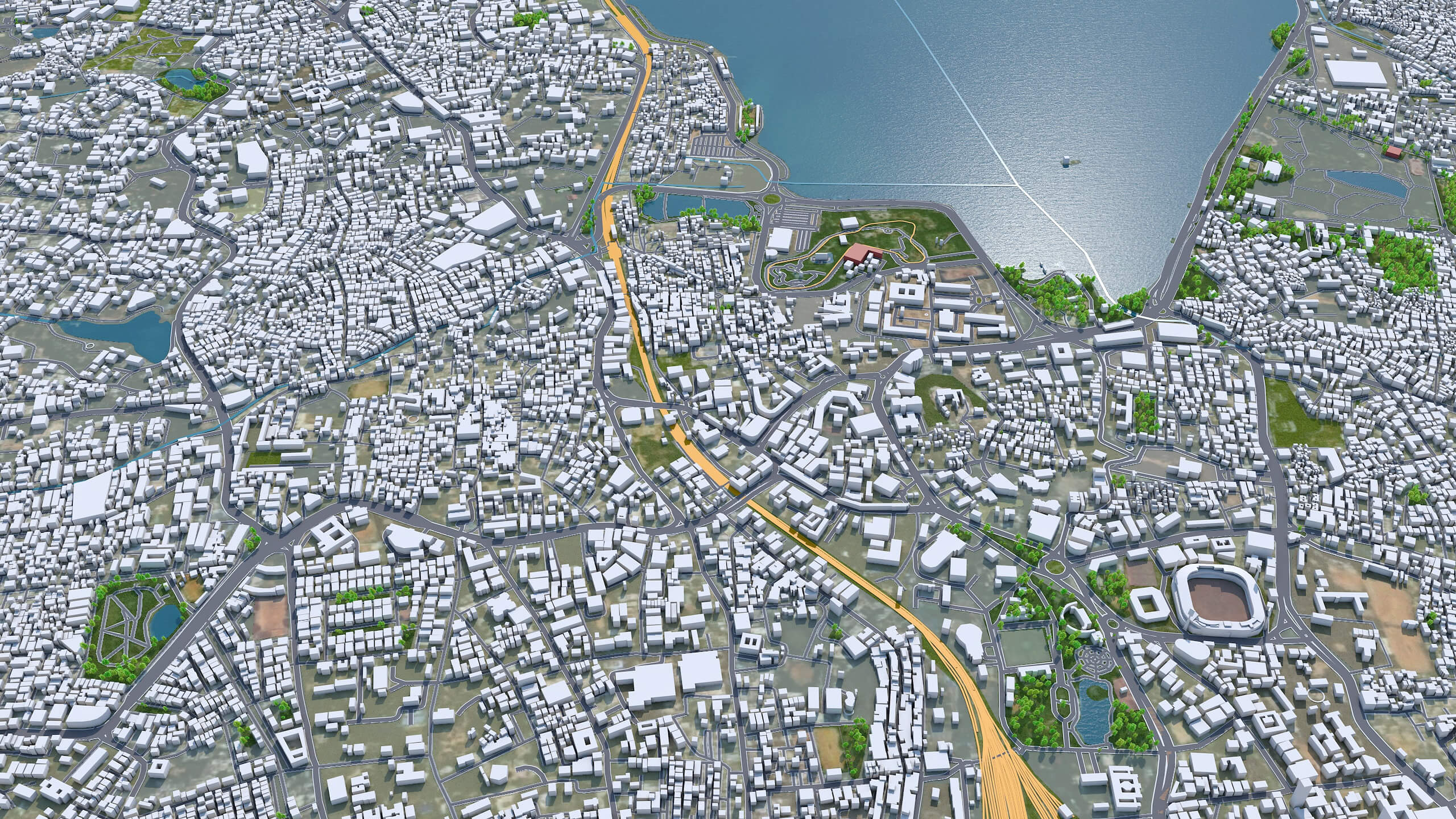 Hyderabad, India 50km 3D Model by 3dstudio