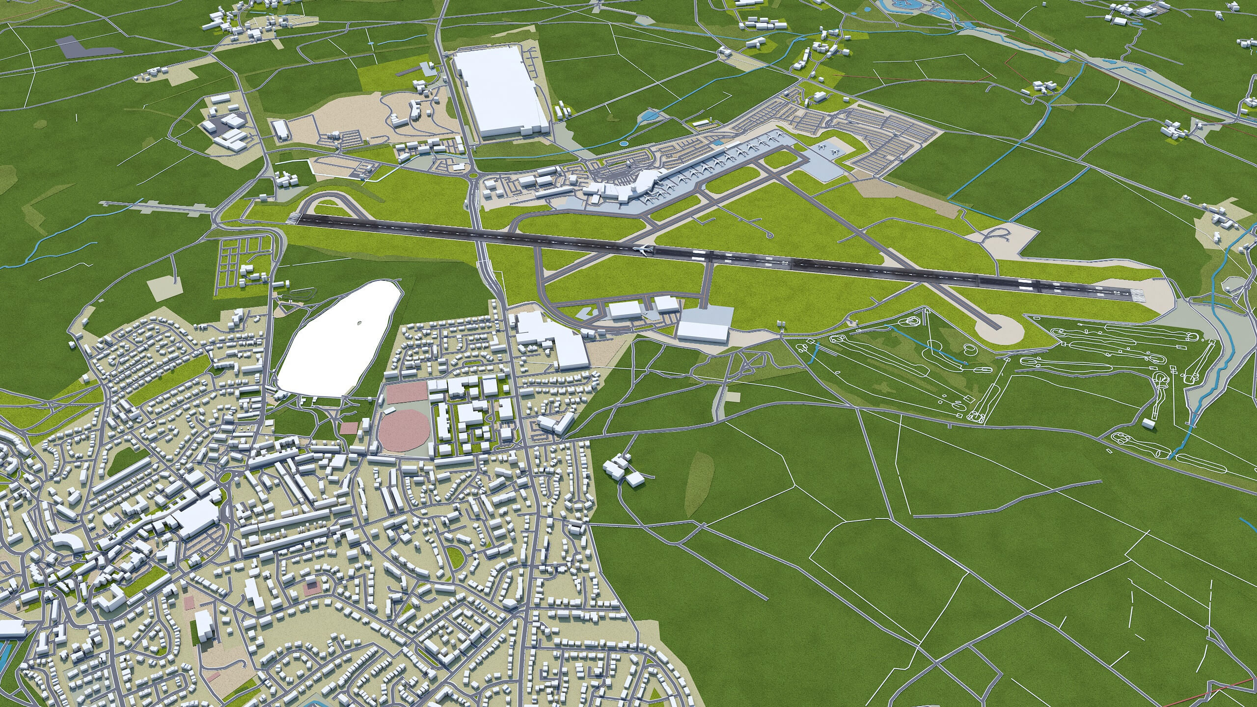 Leeds Bradford Airport 3D Model 10km by 3dstudio