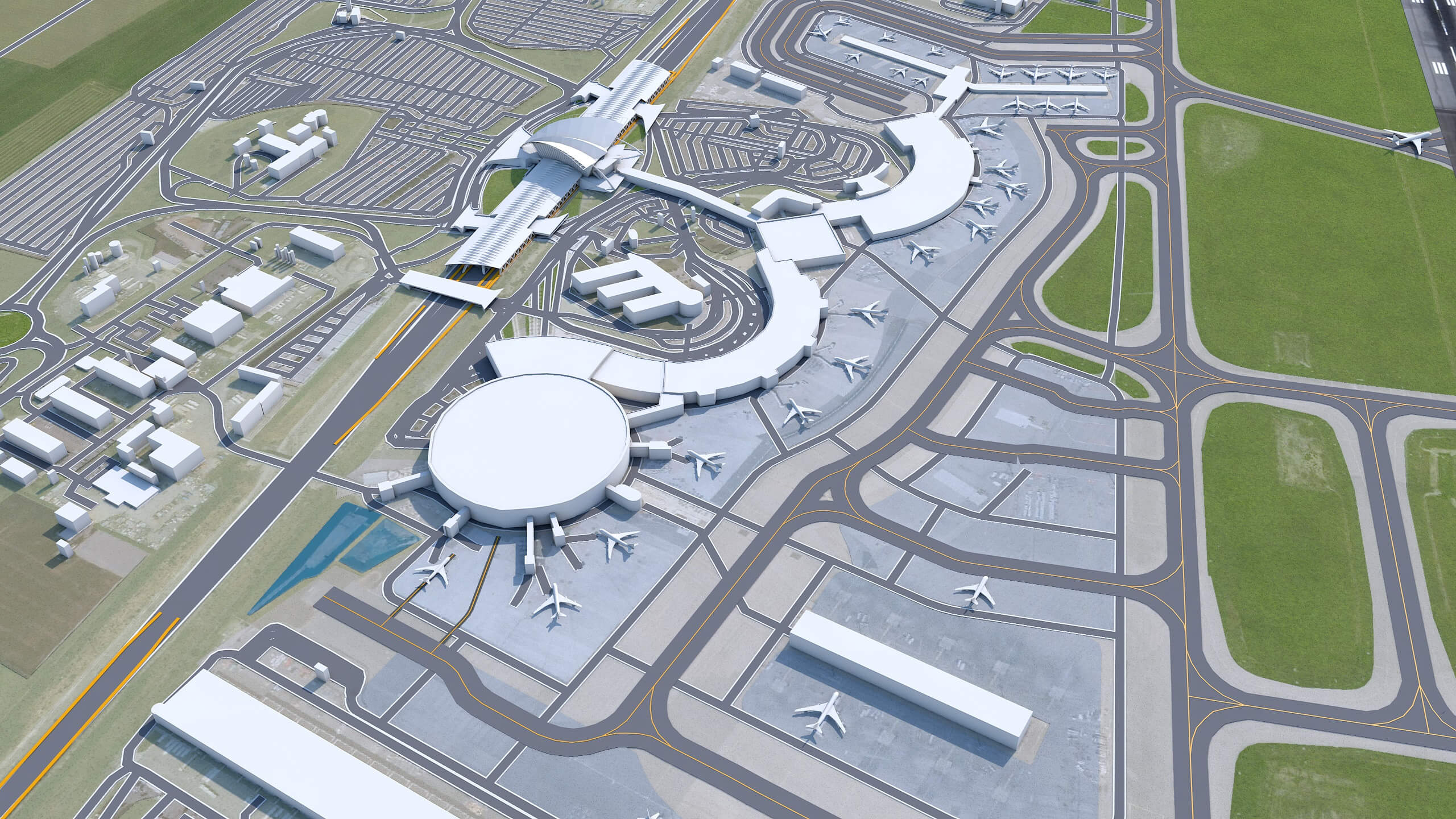 Lyon Saint Exupery Airport 3D Model by 3dstudio