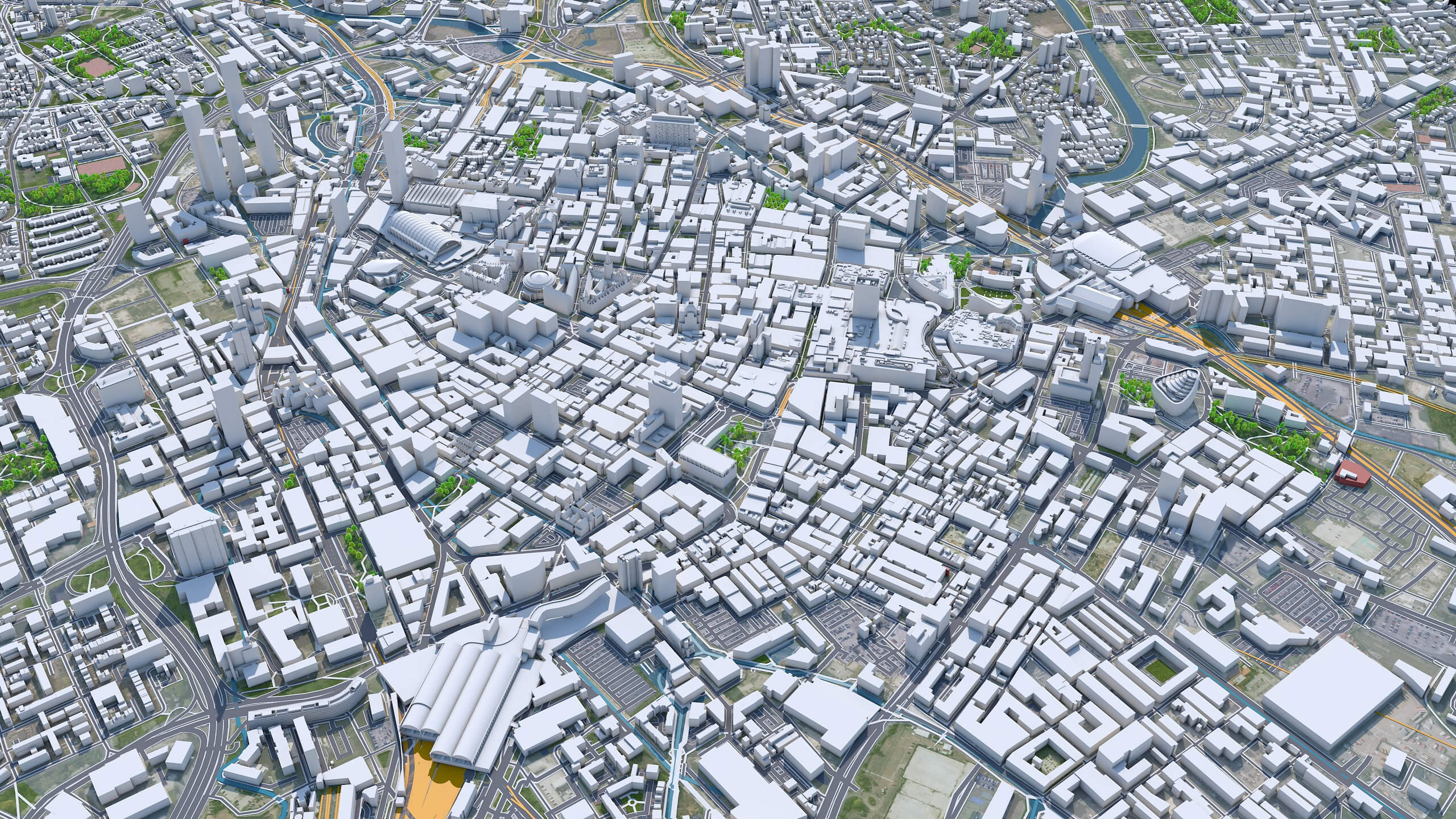 Manchester Downtown UK 7km - 3D Model by 3dstudio