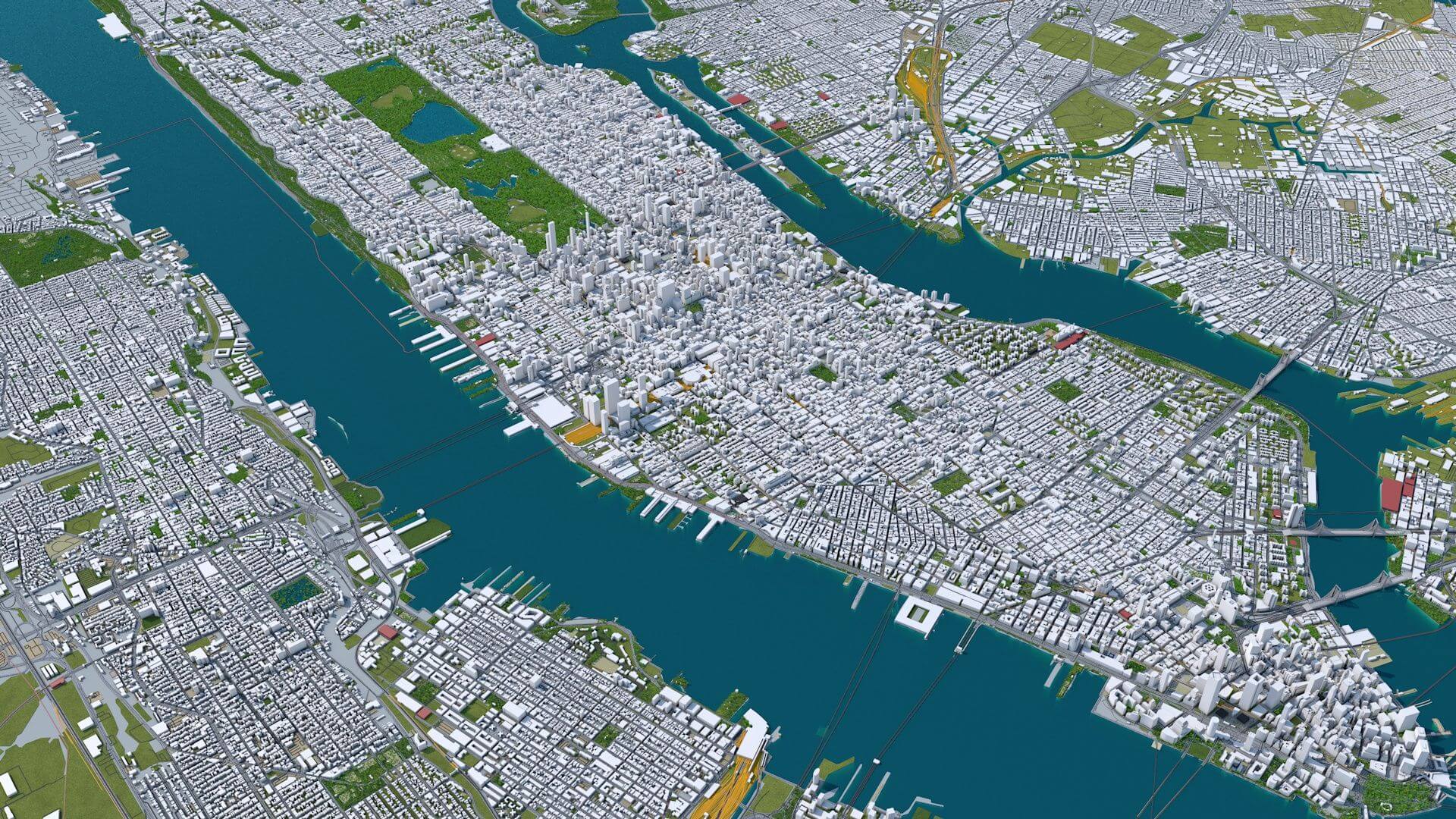 Manhattan New York 40km 3D Model by 3dstudio