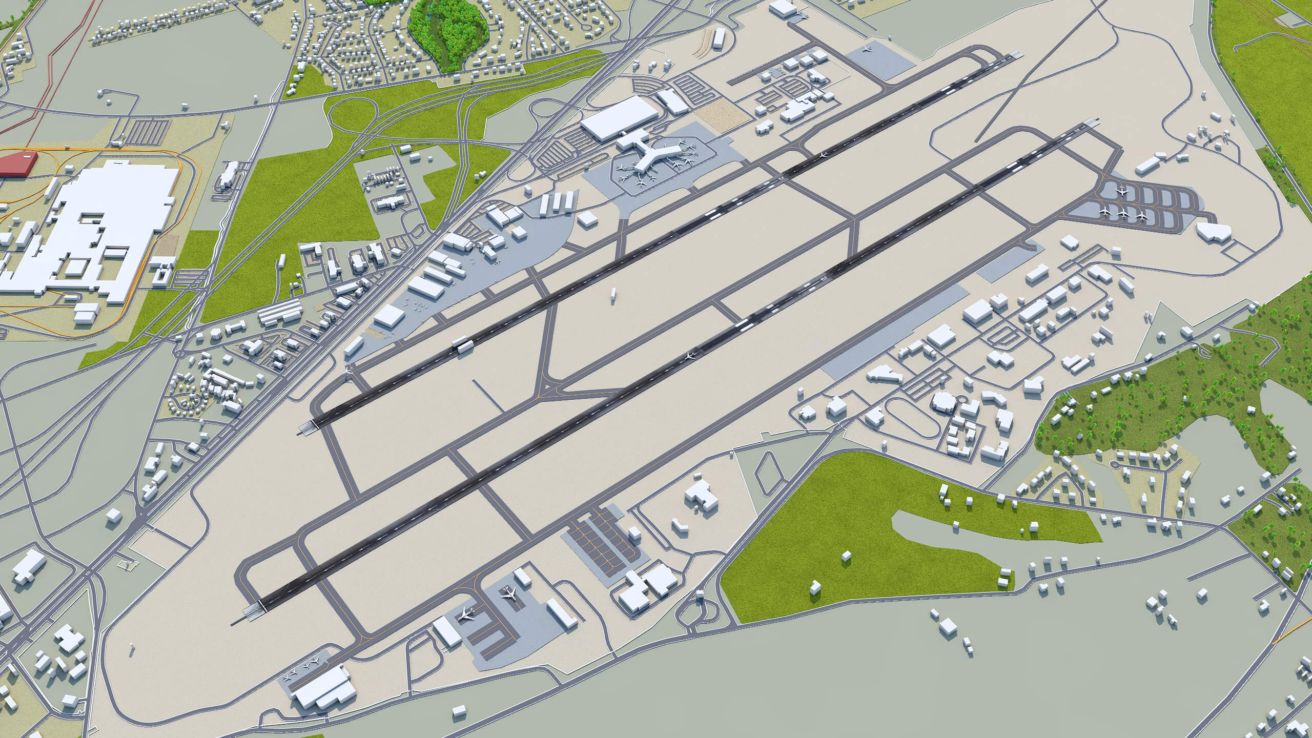 Mcghee Tyson Airport Knoxville 3D Model 10km by 3dstudio