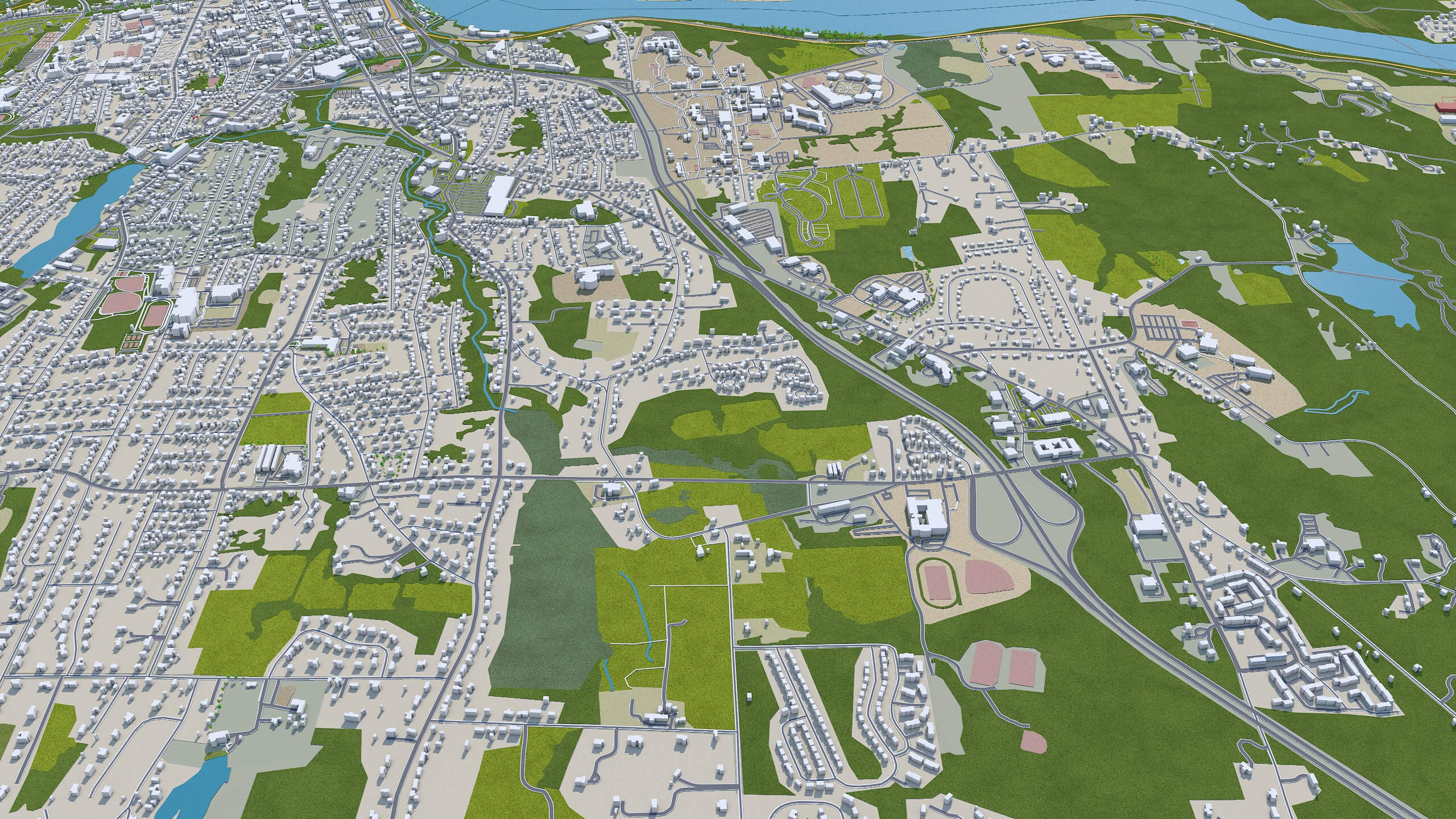 Middletown Connecticut USA 3D Model 15km by 3dstudio