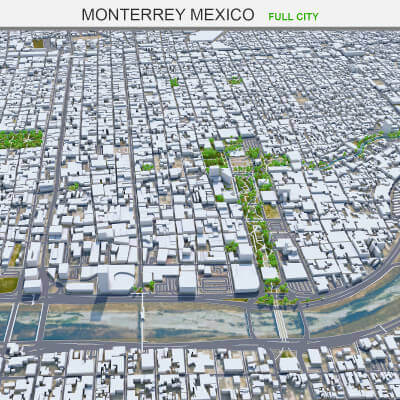 Monterrey City Mexico 60km - 3D Model by 3dstudio