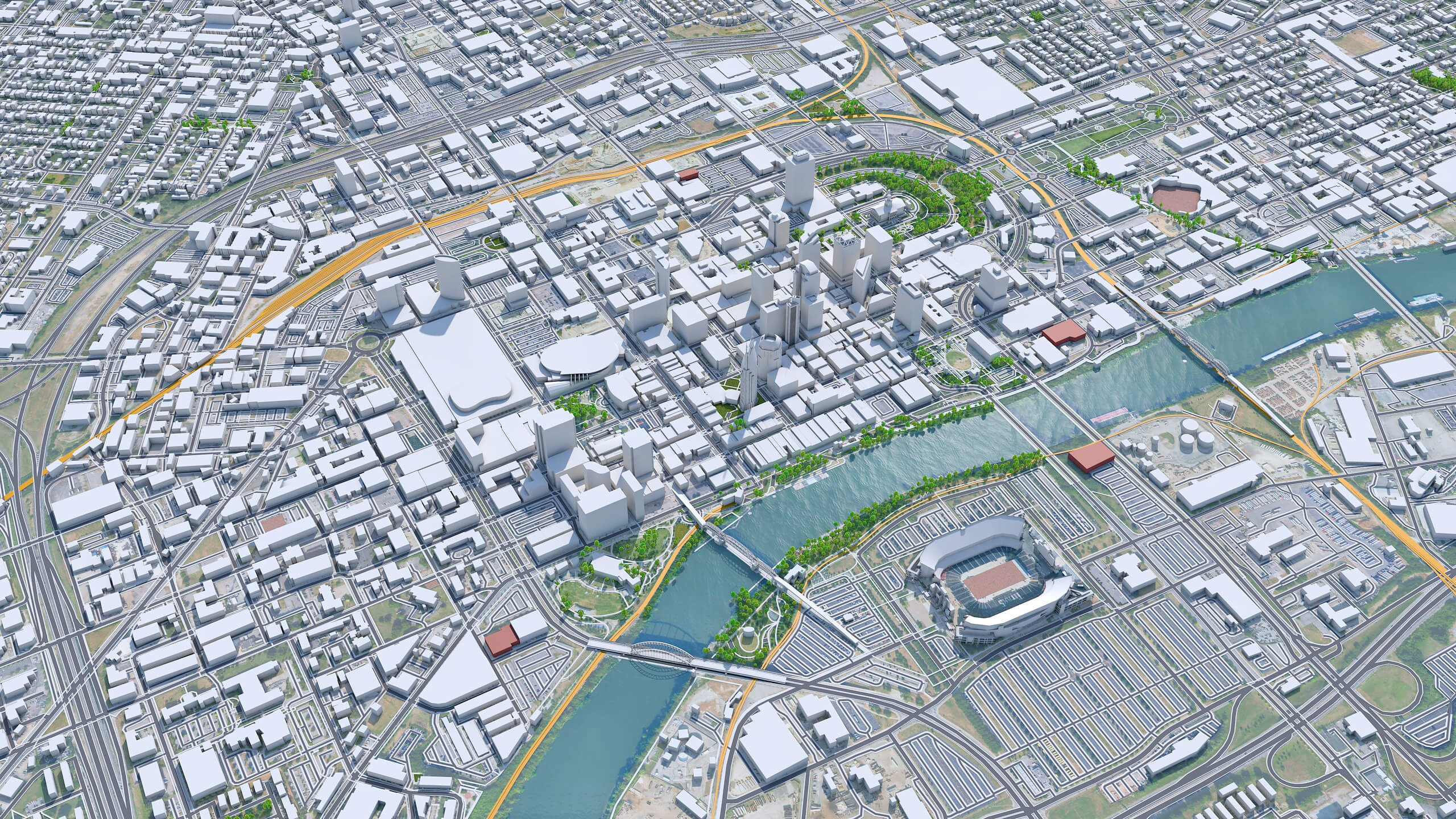 Nashville Downtown Tennessee USA 10km 3D Model by 3dstudio
