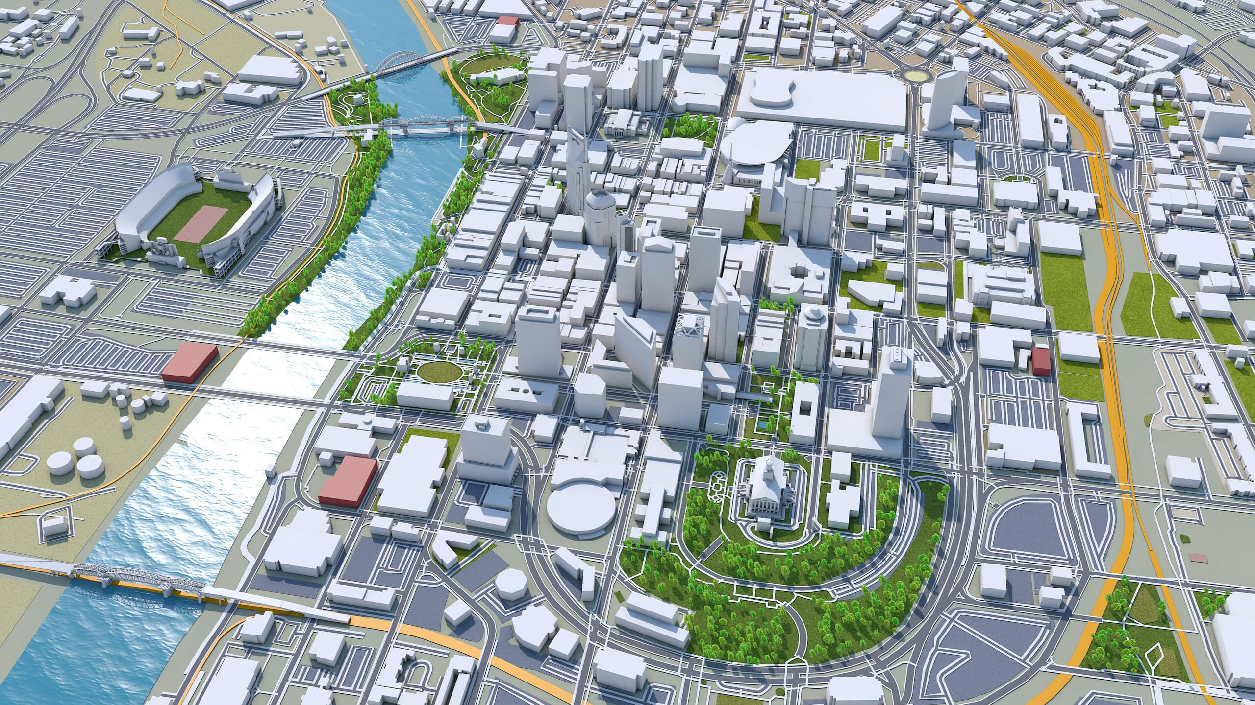 Nashville Downtown Tennessee USA 10km 3D Model by 3dstudio