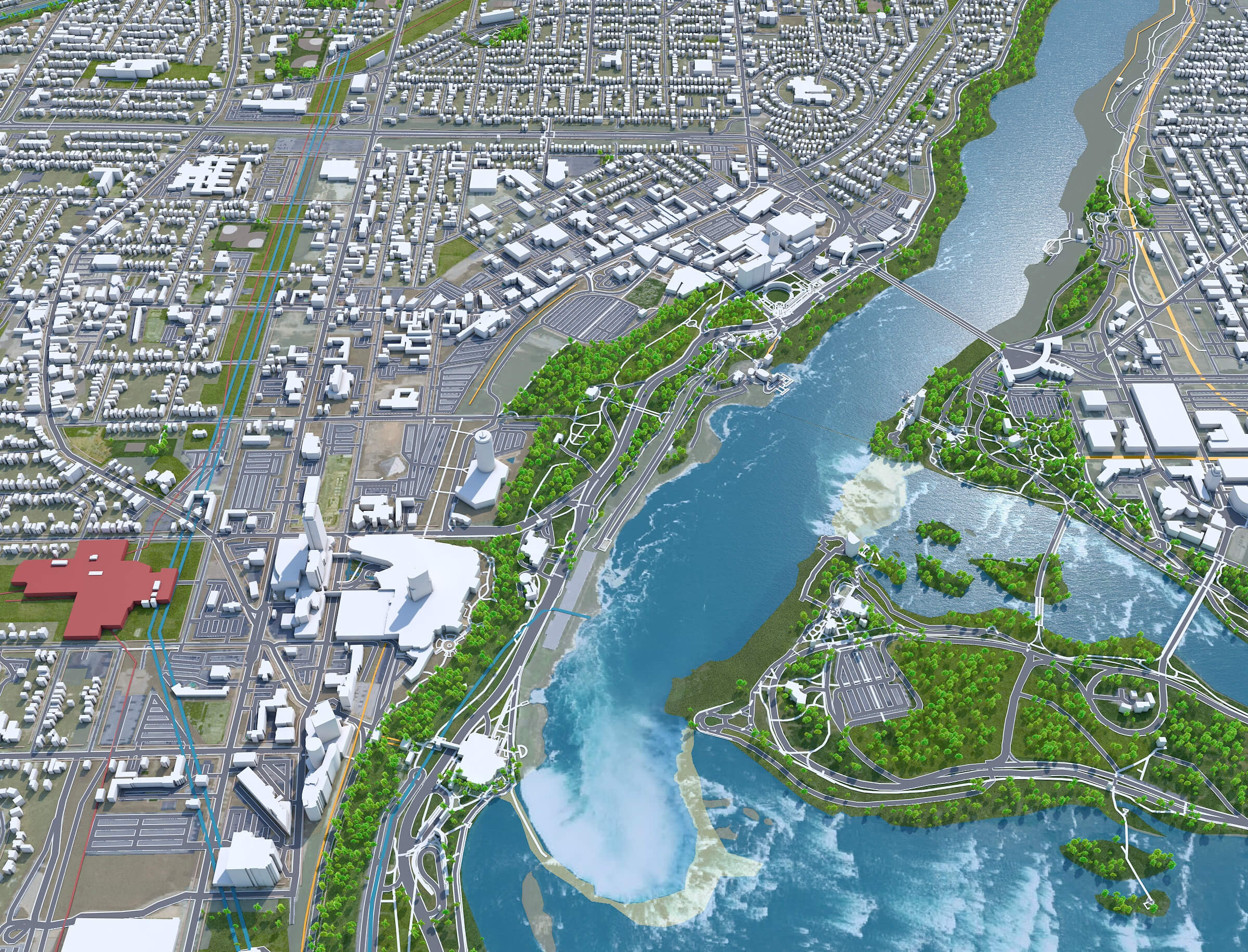 Niagara Falls City Ontario Canada 3D Model 50km by 3dstudio