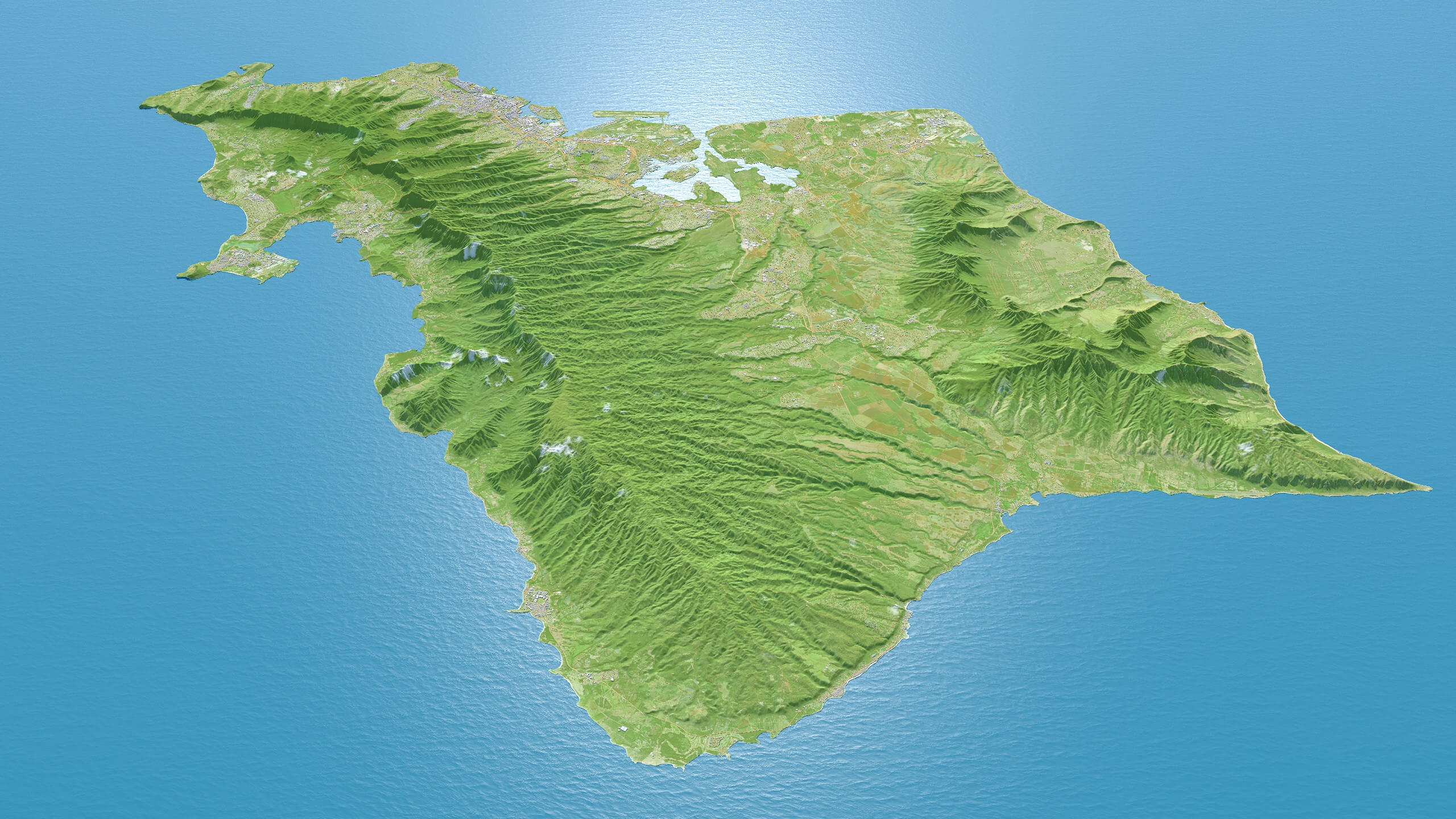 Oahu City Island Terrain 3D Model 90km by 3dstudio