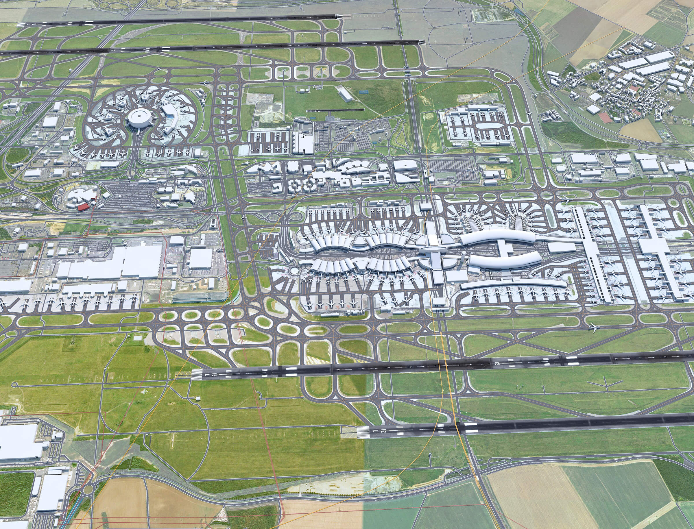 Paris Charles De Gaulle Airport 3D Model by 3dstudio