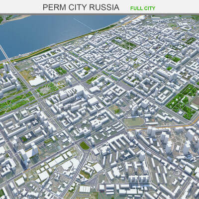Perm City, Russia 100km - 3D Model by 3dstudio