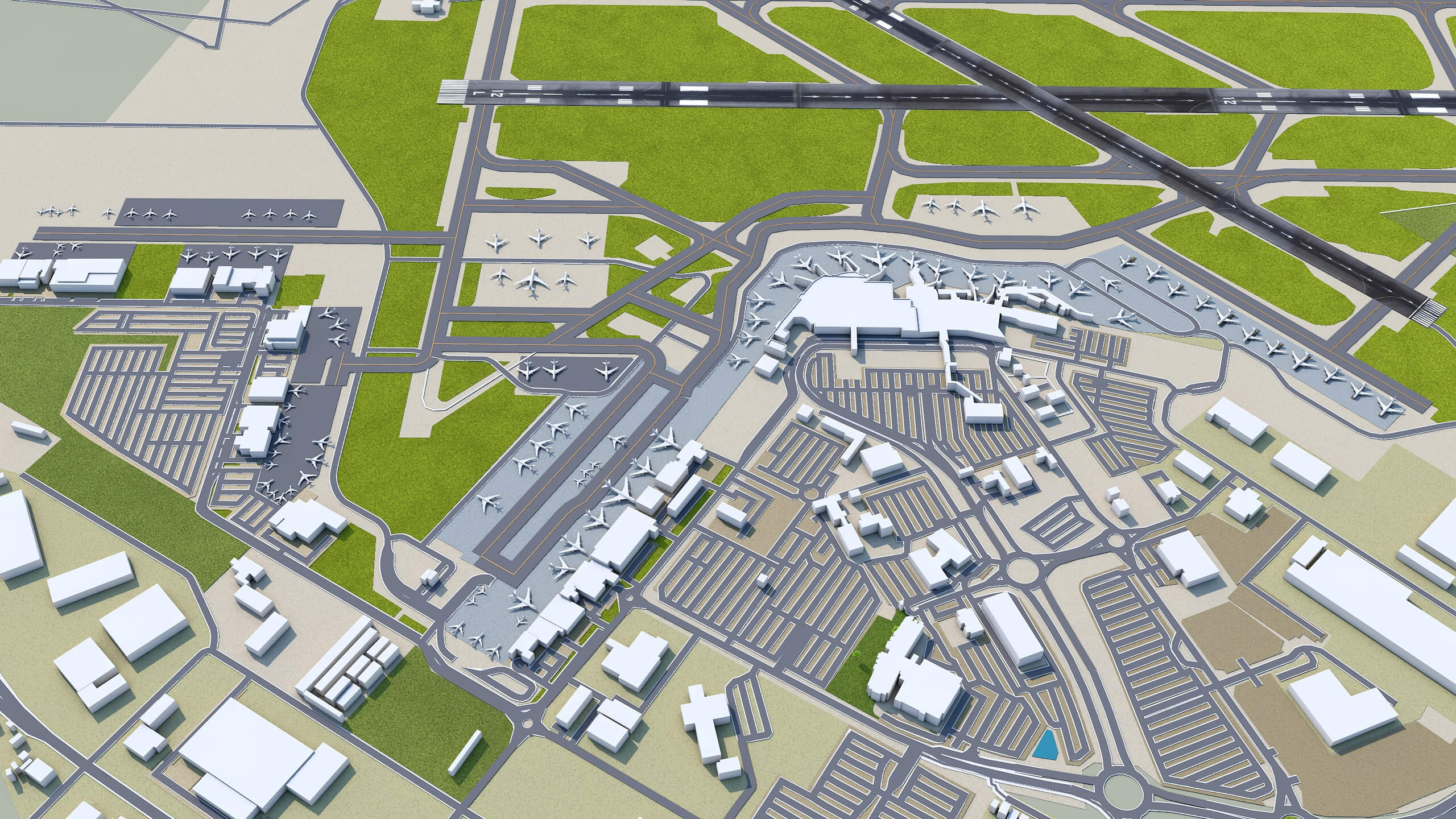 Perth Airport 3D Model by 3dstudio
