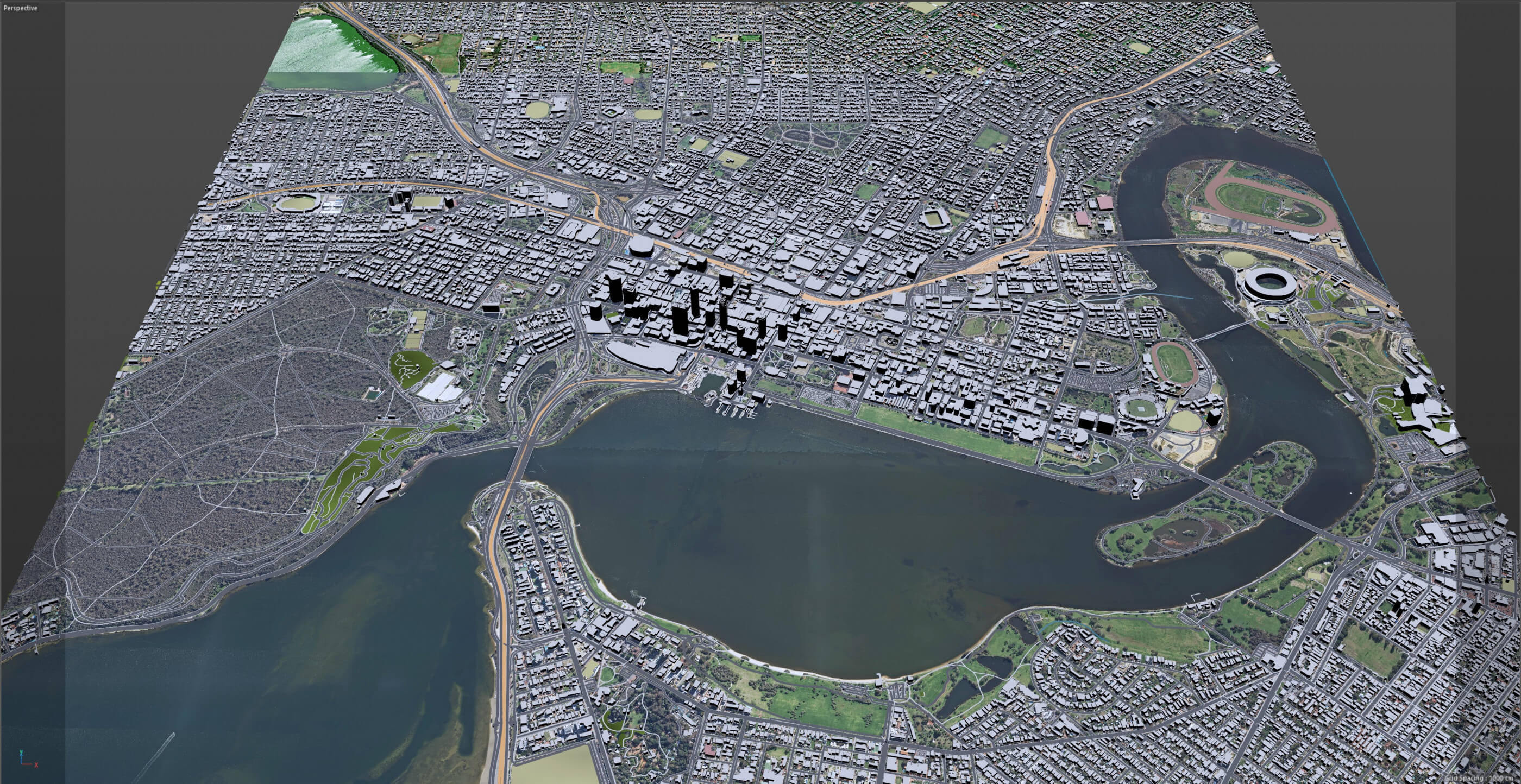 Perth Downtown City Australia 8km - 3D Model by 3dstudio