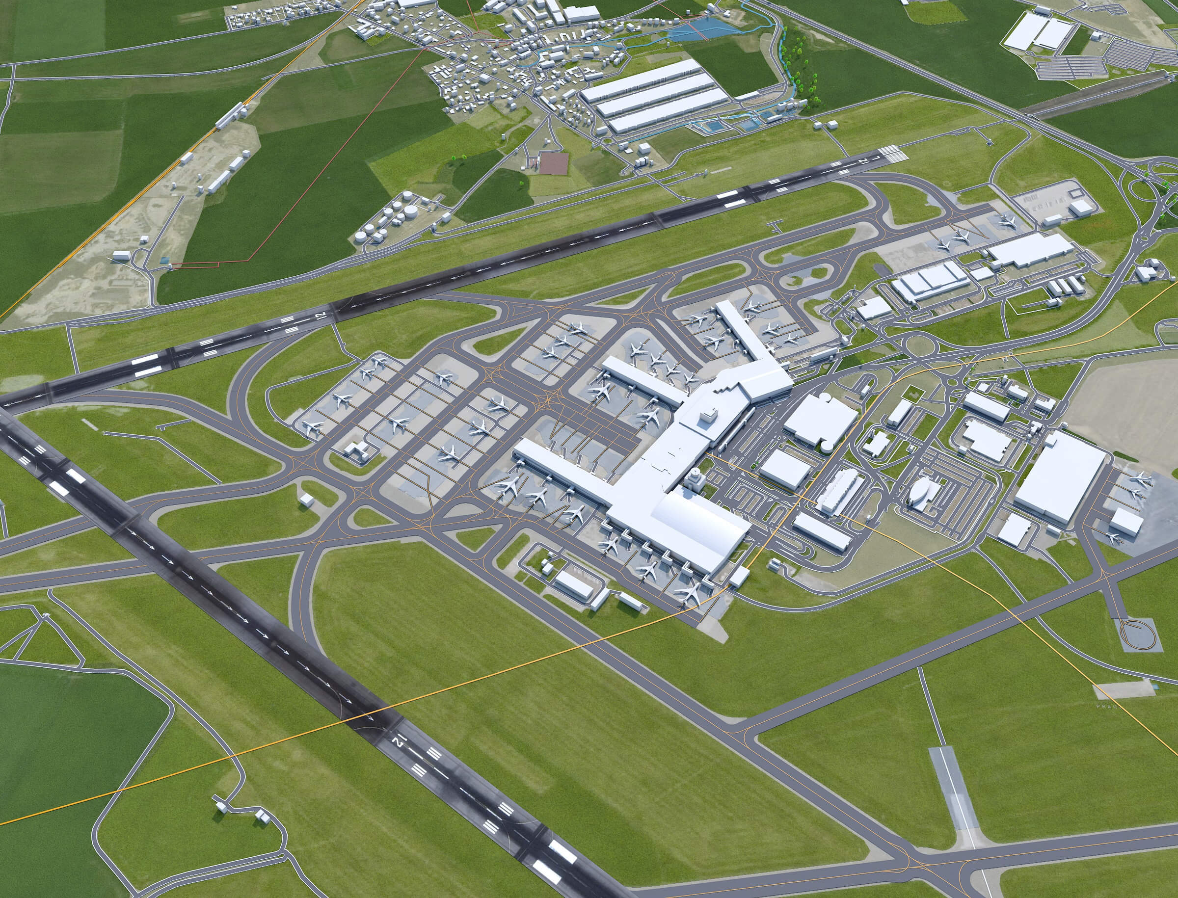 Prague Vaclav Havel Airport 3D Model by 3dstudio