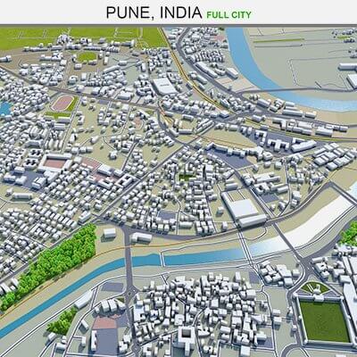 Pune, India 50km - 3D Model by 3dstudio