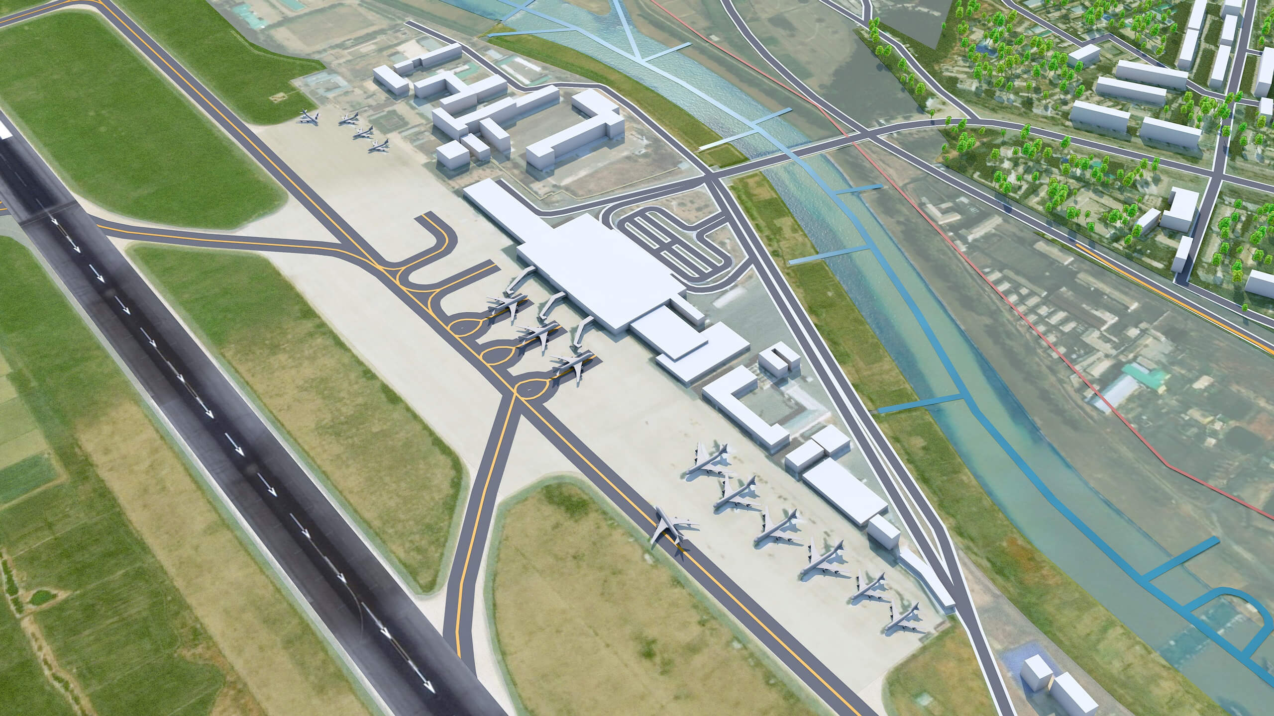 Pyongyang Sunan Pyongyang Sunan Airport 3D Model 10km by 3dstudio